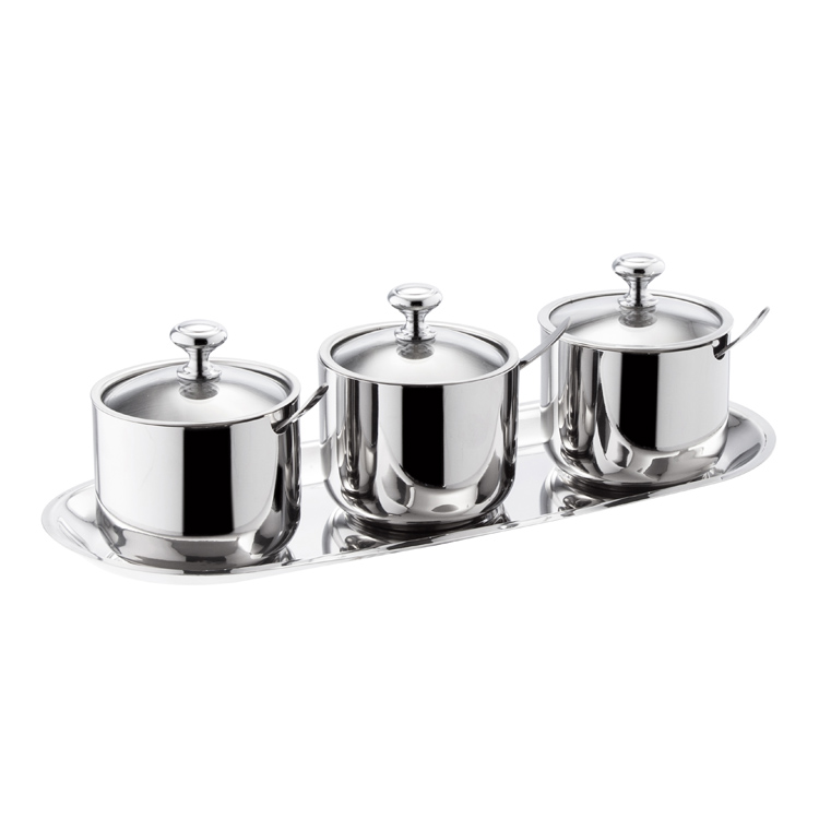 304Straight glass cover spice jar