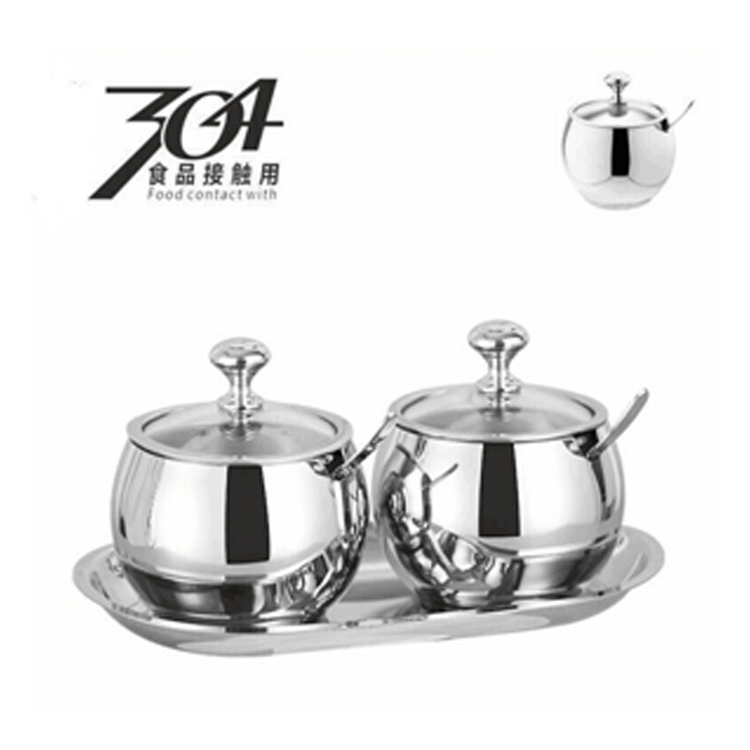 304Round glass cover spice jar