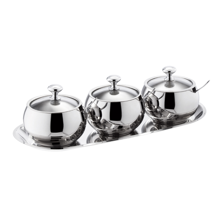 304Round glass cover spice jar